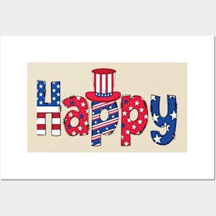 Happy 4th of July cliparts illustration Posters and Art